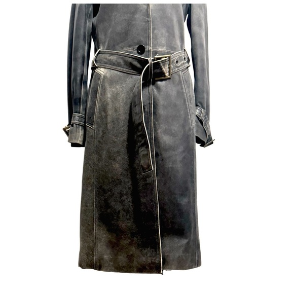 Tryst Women’s Full-Length Dark Gray Leather Trench Coat. Small - Picture 2 of 12